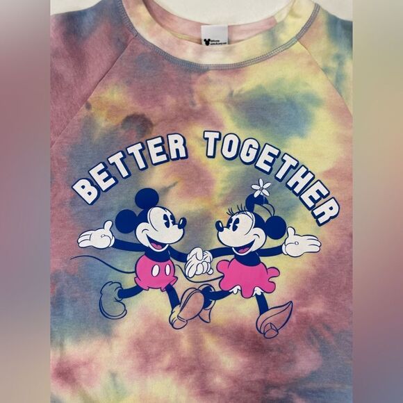 Disney Better Together Mickey Minnie Mouse Sweatshirt Women Large Tie dye - Picture 2 of 6
